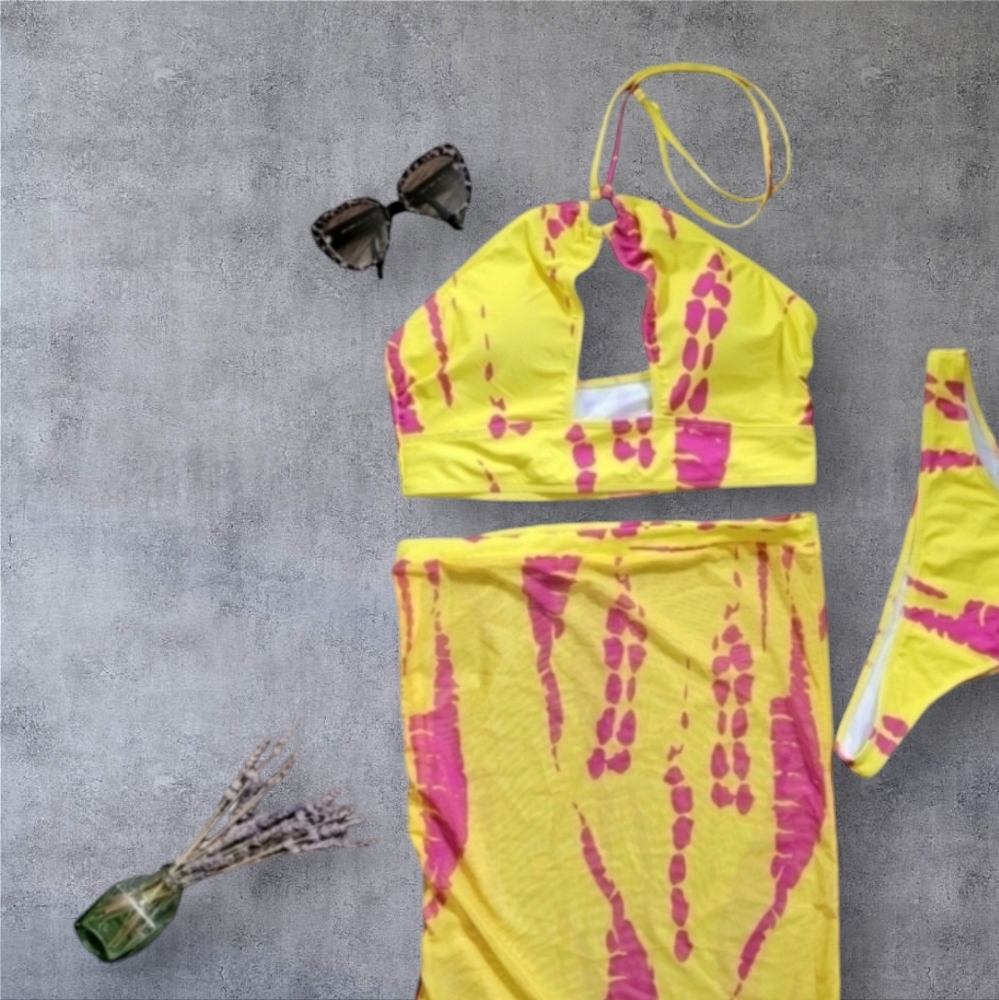 Womens🧡 MULTICOLOR CUT-OUT bikini Swimsuit set